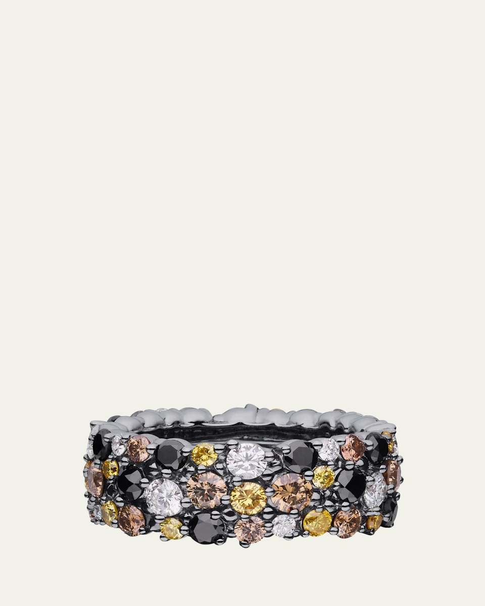18K Black Gold Confetti Ring with Multi-Color Diamonds